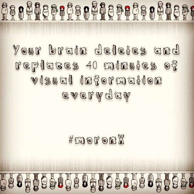 Your #brain deletes and replaces 40 minutes of #visual #information everyday.. #moronX