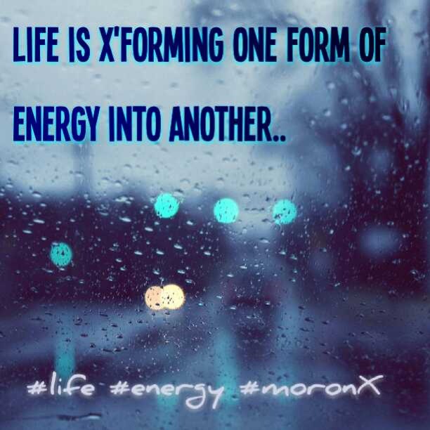 Life is transforming one form of energy into another.. #life #energy #moronX
