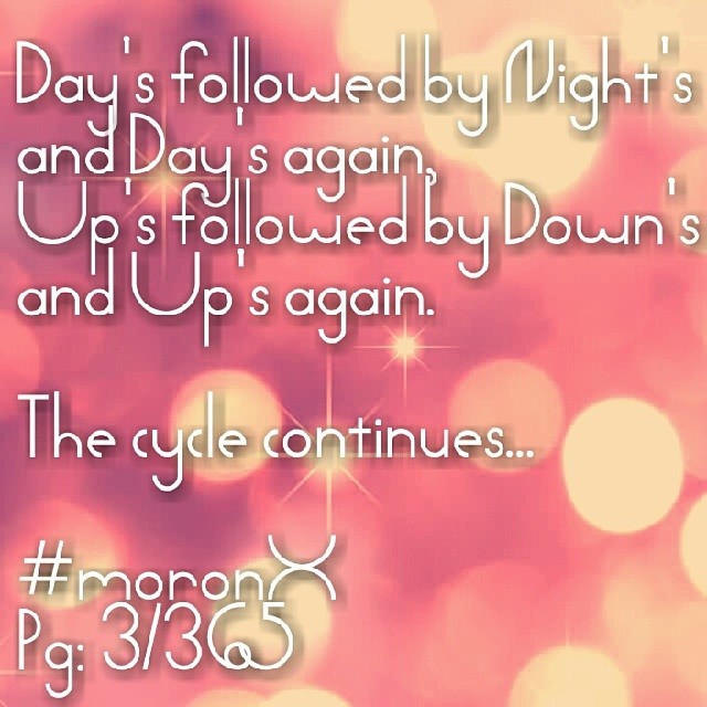 Day's followed by Night's and Day's again, 
Up's followed by Down's and Up's again. 
The cycle continues... #moronX
#day #night #cycle 
Pg: 3/365