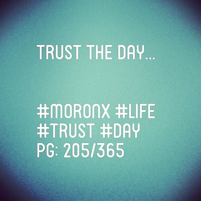 Trust the day.

#moronX  #life #trust #day 
Pg: 205/365