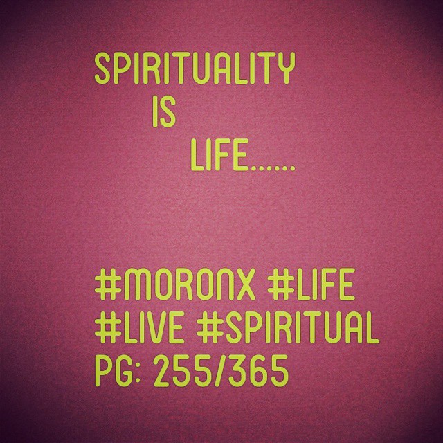 Spirituality is life.

#moronX #life
#live #spiritual
pg: 255/365